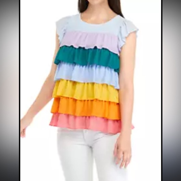Tiered Rainbow Multi Color Top Size XS NWT - Picture 1 of 6